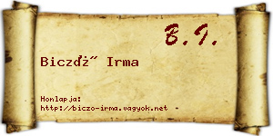 Biczó Irma névjegykártya